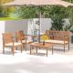Liviza 4-Piece Acacia Wood Patio Conversation Set with Off White Cushions OUG72093WH