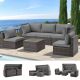 Unbranded 6-Pieces Wicker Patio Conversation Set with Gray Cushion Patio Furniture for Backyard Outdoor Set-25