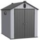 Tatayosi 6ft. W x 8ft. D Black+Grey Plastic Storage Shed for Backyard Garden Big Spire Tool Storage, 48sq. ft. P-DJ-11S00005