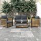 moda furnishings Outdoor Black 4-piece Wicker Patio Conversation Set With Gray Cushions DJ-W400S00047