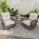 INMITOM 3-Piece Patio Wicker Conversation Set with Beige Cushions and Side Table - Swivel, Rock, and Relax in Style HD1-A-M52-BGE