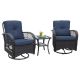 ITOPFOX 3-Piece Conversation Set Rocking Chair with Glass Top Side Table in Navy Blue Cushions H2SA22-1OT112