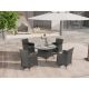 Unbranded 5 Piece Gray Wicker Patio Conversation Set with Gray Cushions, Round Tempered Glass Tabletop and Umbrella Hole OUT-D-211