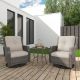 INMITOM 3-Piece Patio Wicker Conversation Set with Beige Cushions and Side Table - Swivel, Relax in Style HD1-M72BEG*2M73