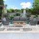 Unbranded 4-Piece Rope Patio Conversation Seating Set with Acacia Wood Table and Grey Thick Cushion OUT-D-260