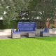 Unbranded 6 Pieces Wicker Patio Conversation Set with Retractable Canopy Outdoor Sectional Sofa Adjustable Backrest Blue Cushions LV-049