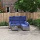 Zeus & Ruta 6-Pieces Wicker Patio Conversation Set Outdoor Daybed with Retractable Canopy with Adjustable Backrest Blue Cushions HWD-088