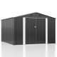 Zeus & Ruta 10 ft. W x 10 ft. D Black Metal Outdoor Storage Shed, Garden Tool House with Lockable Door, Shutter Vents (100 sq. ft. ) HWD-147