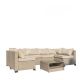 Unbranded Beige 7-Piece Metal Outdoor Patio Conversation Set Sectional Sofa with Water Resistant Beige Thick Cushions XT-W2775S00001
