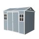 Zeus & Ruta 6 x 8 ft. Gray Outdoor Storage Resin Shed with Floor, 2 Window, Lockable Door, Tool Shed for Garden, Backyard 48 sq. ft. KL-463
