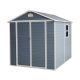 JUJABU 6 ft. W x 8 ft. D Grey Resin Shed with Double Door and Window (48 sq. ft.) VEOUDER-252