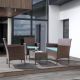 Unbranded 4-Piece Wicker Patio Conversation Set with Blue Cushions for Backyard Porch Garden Poolside Balcony Z07WBXYLX9