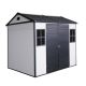 Sudzendf 8 ft. W x 6 ft. D Grey White Resin Outdoor Storage Shed w/ Floor and 2-Windows and Lockable Door, Tool Shed (48 sq. ft.) 4205W0049