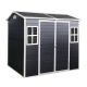 ToolCat 4 x 8 ft. Resin Outdoor Storage Shed with 2-Window and Double-Door,Plastic Shed with Floor for Patio,Black (30sq. ft.) HKD1-9-PGH