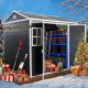 Unbranded 8 x 6 ft. Outdoor Resin Garden Shed with Floor and 2 Windows, Patio Outdoor Storage Shed with Lockable Door Garden Tools ZY-W2556S002-1