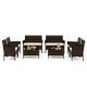 HONEY JOY 8-Piece Wicker Patio Conversation Set with Chair Loveseat and Tempered Glass Table Beige Cushions TOPB007818