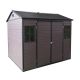 Huluwat Brown 8 ft. W x 6 ft. D Resin Outdoor Waterproof Storage Shed with Floor, 2-Windows and Lockable Door (48 sq. ft.) S-S00050