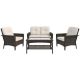 INMITOM 4-Piece Wicker Patio Conversation Set with Beige Cushions and Glass-Top Coffee Table HD-FCA-A-Z01