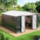VIWAT 12 ft. W x 10 ft. D Outdoor Metal Shed Storage with Updated Frame Structure and Lockable Doors, White (120 sq. ft) SSH-M1012-BWX