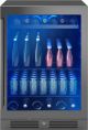 Zephyr - Presrv 24 in. 7-Bottle and 112-Can Built-In or Freestanding Single Zone Beverage Cooler - Black Stainless Steel