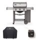 GENESIS II S310 3-Burner Liquid Propane Gas Grill with Cover and Weber Connect Bundle - Stainless Steel