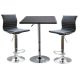 AmeriHome Retro Style Bar Table Set in Black with Adjustable Height Vinyl Table and Chairs (3-Piece) BSSET20