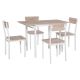 HOMCOM 5-Piece White Dining Table Set with Drop Leaf Table 835-352