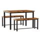 mieres 21 Saviq 3-Piece Rectangle Wood Rustic Brown Bar Table Set with 2 Benches KIMW368357881