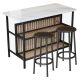 mieres Dora 3-Piece Rectangle Faux Marble Wood Top White Dining Table Set, Kitchen Island Set with 2-Stools for Kitchen WING36835711