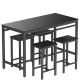 mieres Jules 5-Piece Rectangle Wood Top Rustic Brown Bar Table Set KIMW368357631