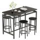 mieres 5-Piece Industrial Black Rectangle Wood Top Dining Set, Home Kitchen Counter Height Dining Set HLZW36835758