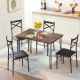 VECELO 5-Piece Metal and Wood Indoor Modern Rectangular Dining Table Furniture Set 43.3