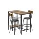 SUNRINX Brown 35.4 in. H Dining Set with Wooden Top Table and 2 Stools MG5672WE