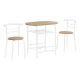 SUNRINX 3-Piece Small Size Space-Saving Dining Set Bistro Set for Kitchen and Apartment MG5676WE