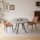 GOJANE 3-Piece Gray Round Dining Table Set MDF Dining Table with 2 Brown Dining Chairs W29933663LWY
