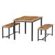 mieres Grondin Industrial Style 3-Piece Rectangle Brown MDF Top Bar Table Set Seats 4, Kitchen Dining Room Set with 2 Benches KIMW368425291