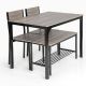 HONEY JOY 4-Pieces Gray Wood Top Dining Table Set Kitchen Table with Bench and Chairs Dining Room Set TOPB005310