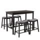 HONEY JOY Kitchen Dining Table Set Counter Height Table with 4 Stools 5 Piece Bistro Table Set Rubber Wood Pub TOPB006636