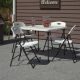 Cosco 5-Piece Folding Indoor/Outdoor Dining Set, Plastic Top, Steel Base with 36 in. Fold-in-Half Card Table with Handle White 37583WSP1E