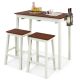 Costway 3-Piece Rectangle Cream White, Walnut Wood Top Bar Table Set Seats 2 HCST00410