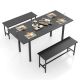 Costway 3-Piece Rectangle Black Wood Top Dining Room Set Seats 6 HCST02135