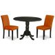 East West Furniture 3-Piece Black Finish Solid Wood Top-Round Dining Room Set with Dropleaf-Seats 4 DLAB3-BLK-61-440-HD