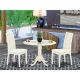 East West Furniture 3-Piece Buttermilk and Cherry Solid Wood Top - Round Dining Room Set with Dropleaf - Seats 4 DLIP3-WHI-C-440-HD