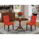 East West Furniture 3-Piece Mahogany Finish Solid Wood Top - Upholstered Dining Room Set with Dropleaf (Seats-4) DMAB3-MAH-72-440-HD