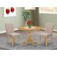 East West Furniture 3-Piece Natural Oak Finish Solid Wood Top - Dining Room Set with High Back (Seats-4) DMAB3-OAK-04-440-HD