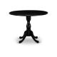 East West Furniture 3-Piece Black Finish Solid Wood Top - Dining Room Set with Dropleaf - Seats 4 DMVA3-BLK-C-440-HD