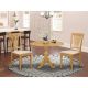 East West Furniture 3-Piece Natural Oak Finish Solid Wood Top - Dining Room Set - Seats 4 DMAV3-OAK-C-440-HD