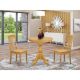 East West Furniture 3-Piece Natural Oak Finish Solid Wood Top - Dining Room Set - Seats 4 ESAV3-OAK-W-440-HD