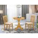 East West Furniture 3-Piece Natural Oak Finish Solid Wood Top - Dining Room Set - Seats 4 ESNF3-OAK-C-440-HD