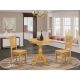 East West Furniture 3-Piece Natural Oak Finish Solid Wood Top - Dining Room Set - Seats-4 ESVA3-OAK-W-440-HD